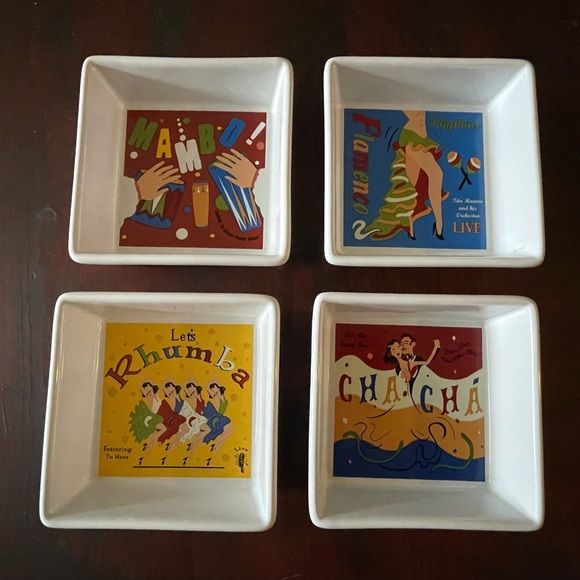 Vintage Set of 4 Latin dances Pottery Bran serving dishes Latin dances graphics. - Picture 13 of 13
